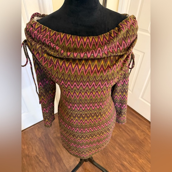 Patrizia Luca Milano Zigzag Knit Dress Size Large  Italian Stretch Dress - Picture 3 of 8